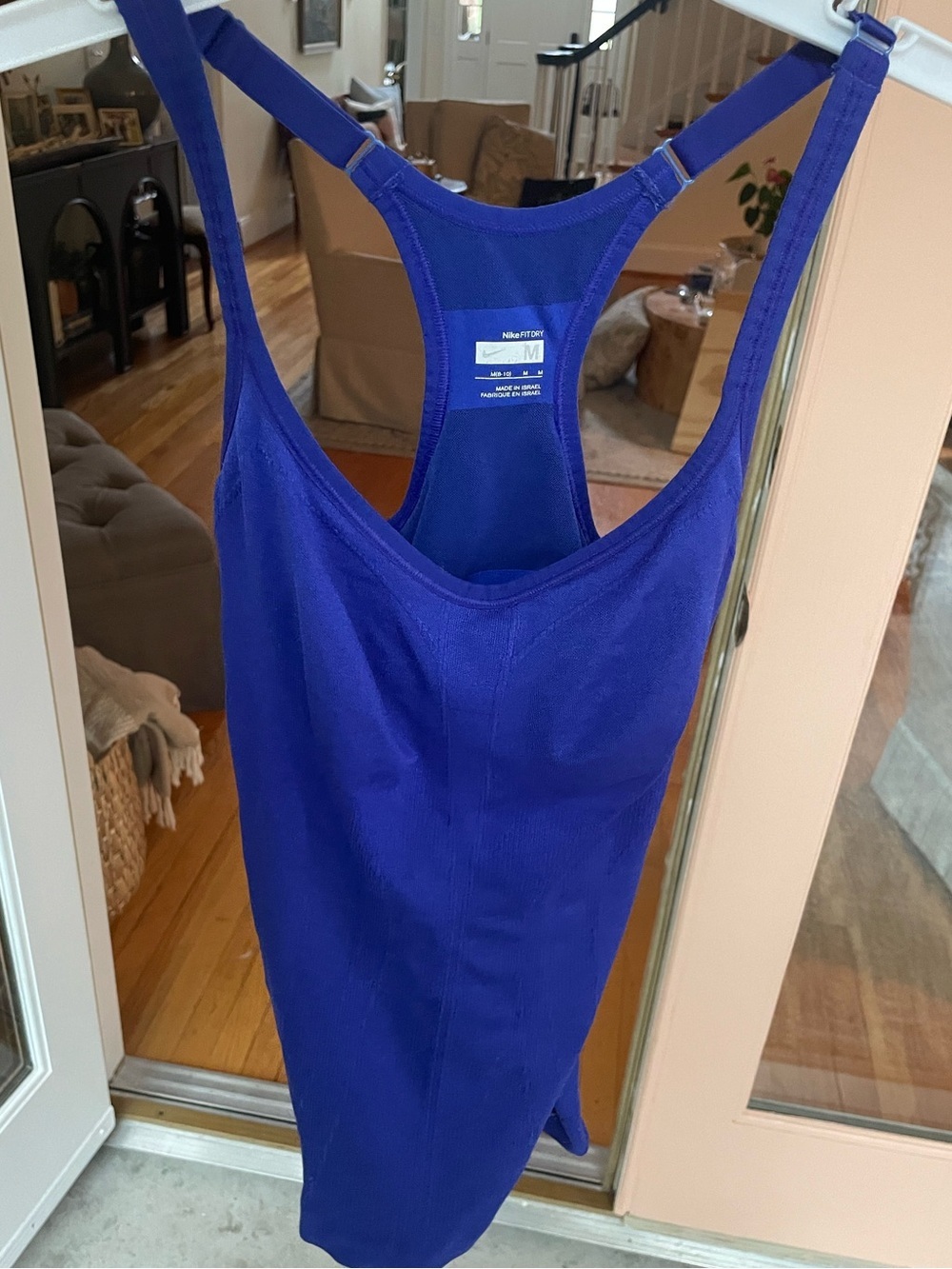 Nike Fit-Dry Seamless Racerback Tank Top Royal Blue Built In Bra Size Medium - Picture 4 of 6